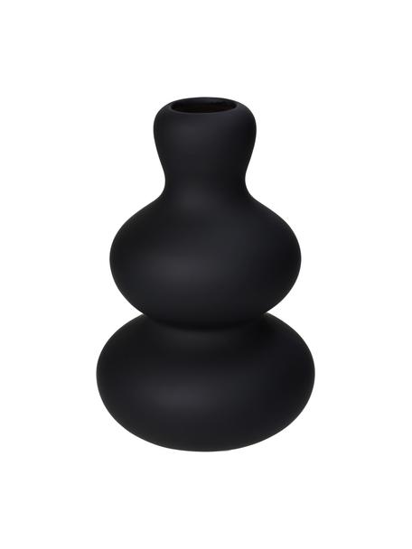 Vaso di design in forma organica in gres nero Fine, Gres, Nero, Ø 14 x Alt. 20 cm