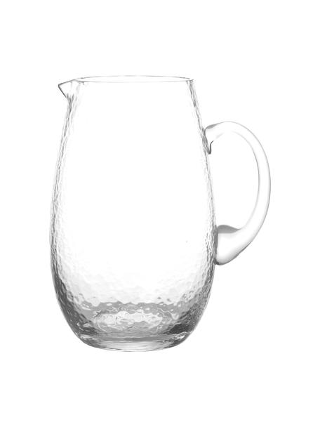 Velký ručně foukaný džbánek s nerovným povrchem Hammered, 2 l, Foukané sklo, Transparentní, Ø 14 cm, V 22 cm, 2 l