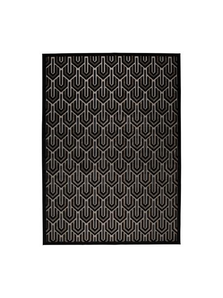 Teppich Beverly im Retro Style mit Hoch-Tief-Struktur, Flor: 57% Rayon, 31% Polyester,, Schwarz, B 200 x L 300 cm (Größe L)