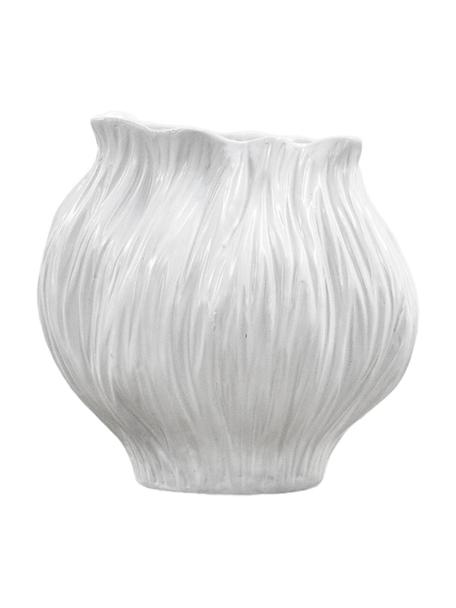 Handgefertigte Design-Vase Flora, Steingut, Weiss, B 22 x H 26 cm