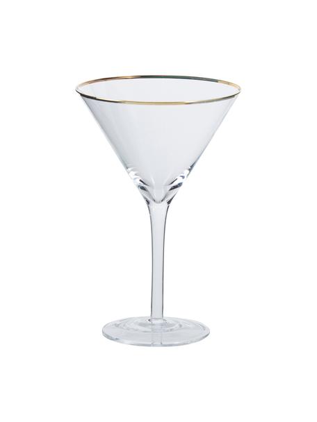 Verre à martini transparent avec bord doré Chloe, 4 pièces, Verre, Transparent, Ø 12 x haut. 19 cm