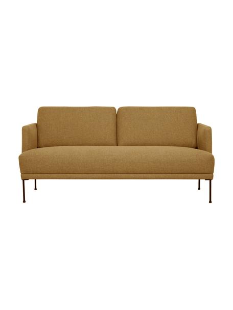 Sofa Fluente (2-Sitzer) in Ockergelb mit Metall-Füßen, Bezug: 100% Polyester 115.000 Sc, Gestell: Massives Kiefernholz, FSC, Füße: Metall, pulverbeschichtet, Webstoff Ockergelb, B 166 x T 85 cm