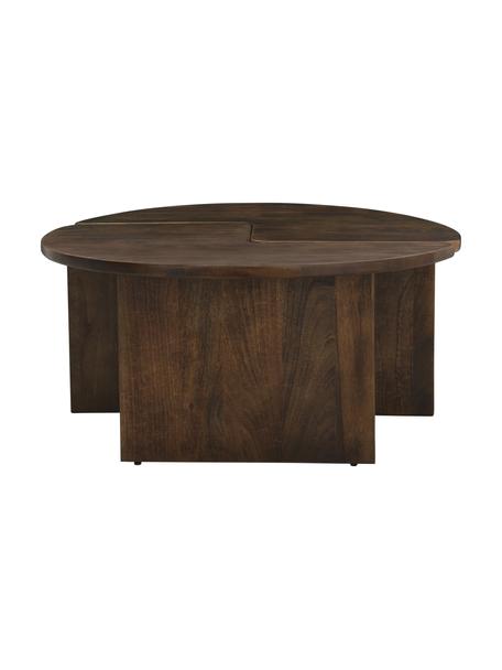 Kulatý konferenční stolek z mangového dřeva Match, 2 díly, Mangové dřevo, Tmavé mangové dřevo, Ø 90 cm