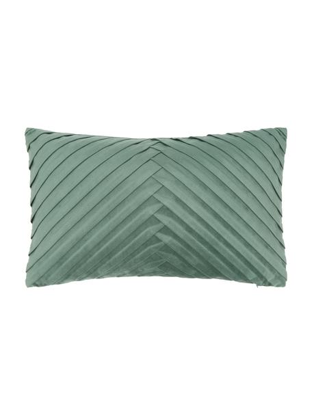 Housse de coussin en velours vert foncé Lucie, 100 % velours de polyester, Vert foncé, larg. 30 x long. 50 cm