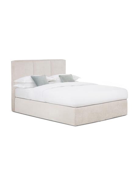Łóżko kontynentalne Oberon, Nogi: tworzywo sztuczne, Kremowobiała tkanina, S 160 x D 200 cm, stopień twardości H2