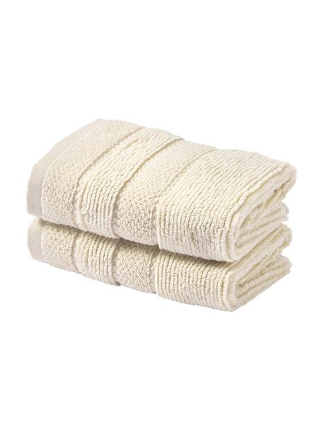Handdoek Luxe in verschillende formaten, met gestreepte rand, Crèmewit, XS gastendoekje, B 30 x L 50 cm, 2 stuks