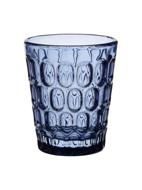 Robuste Wassergläser Optic mit Relief, 6 Stück, Glas, Blau, Ø 9 x H 11 cm, 250 ml