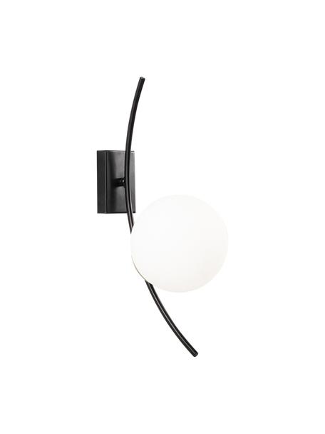 Applique in vetro opale Hilal, Paralume: vetro opale, Nero, bianco opalino, Prof. 25 x Alt. 44 cm