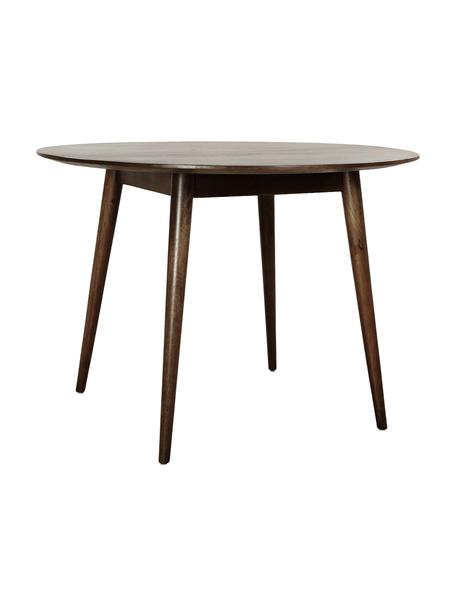 Oválny stôl z mangového dreva Oscar, Ø 106 cm, Masívne mangové lakované drevo, Tmavohnedá, Ø 106 x V 77 cm