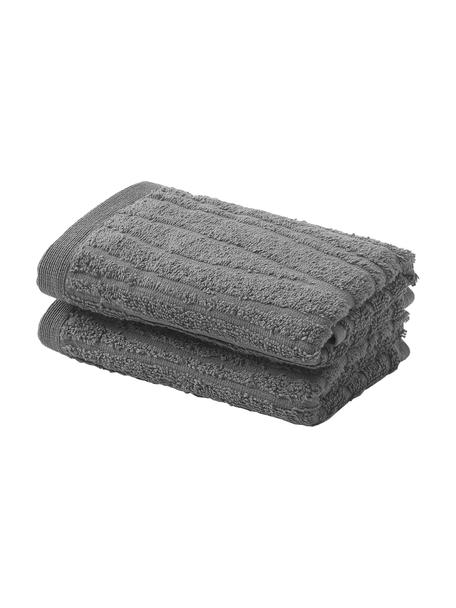Katoenen handdoek Audrina in verschillende formaten, Donkergrijs, Douchehanddoek, B 70 x L 140 cm