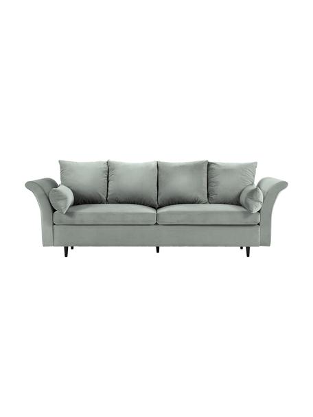 Sofá cama de terciopelo Lola (3 plazas), con espacio de almacenamiento, Tapizado: 100% terciopelo de poliés, Estructura: madera de pino maciza, ag, Patas: madera, Terciopelo gris claro, gris oscuro, An 245 x F 95 cm