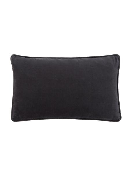 Poszewka na poduszkę z aksamitu Dana, 100% aksamit bawełniany, Antracytowy, S 30 x D 50 cm