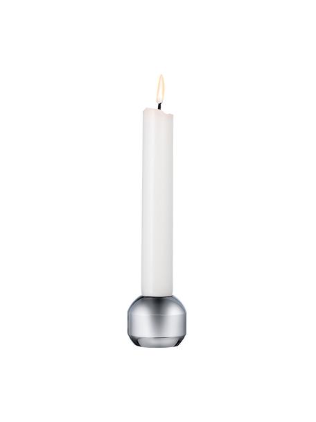 Kerzenhalter Silhouette, 2 Stück, Metall, beschichtet, Silberfarben, Ø 4 x H 3 cm