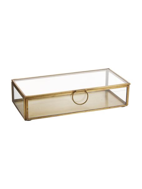 Opbergdoos Janni, Messing, glas, Messingkleurig, B 22 x D 10 cm