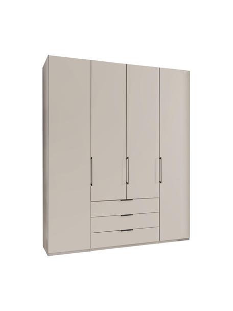 Drehtürenschrank Monaco, 4-türig, Korpus: Mitteldichte Holzfaserpla, Griffe: Metall, beschichtet, Champagnerfarben, B 197 x H 216 cm