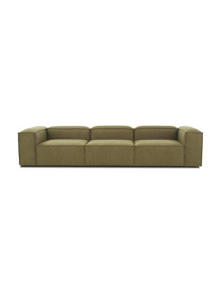 Sofa modułowa Lennon (4-osobowa), Tapicerka: 100% poliester 35 000 cyk, Stelaż: lite drewno sosnowe z cer, Nogi: tworzywo sztuczne Materia, Zielony, S 327 x G 119 cm
