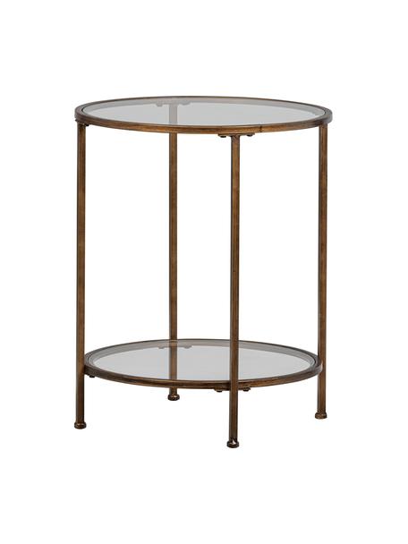 Sklenený pomocný stolík s patinou Goddess, Konštrukcia: mosadzná s patinou Spodná časť a stolová doska: priehľadná, Ø 46 x V 61 cm
