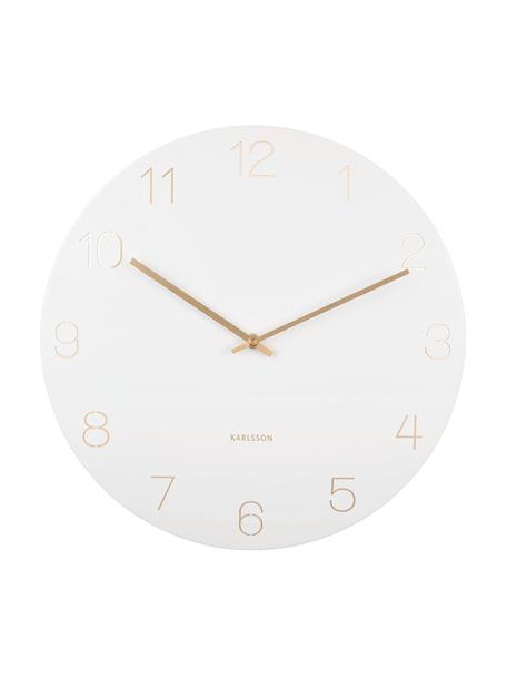 Nástěnné hodiny Charm, Potažený kov, Bílá, mosazná, Ø 40 cm