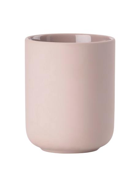Zahnputzbecher Ume aus Steingut, Steingut überzogen mit Soft-touch-Oberfläche (Kunststoff), Rosa, Ø 8 x H 10 cm
