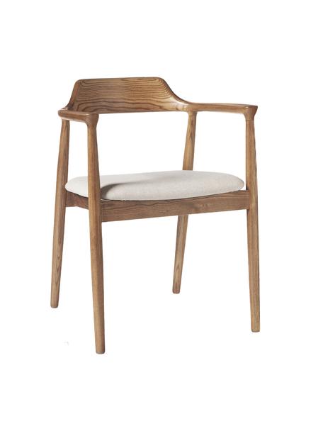 Židle s područkami z jasanového dřeva Kaya, Béžová, jasanové dřevo, Š 59 cm, V 78 cm