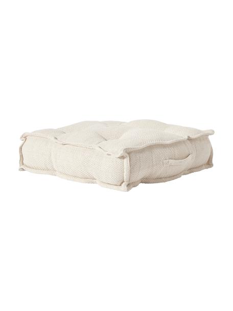 Cuscino da pavimento in cotone Rheya, Rivestimento: 100% cotone, Bianco crema, Larg. 60 x Lung. 60 cm