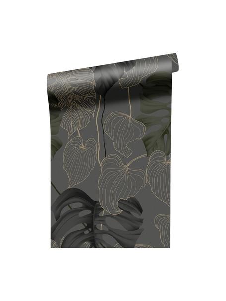 Papel pintado Paradiso, Tejido no tejido, Gris, negro, verde, marrón, An 52 x Al 1005 cm