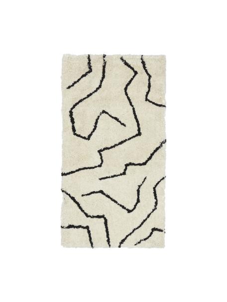 Handgetufteter Hochflor-Teppich Davin in Cremefarben, Flor: 100% Polyester-Mikrofaser, Beige, B 80 x L 150 cm (Größe XS)