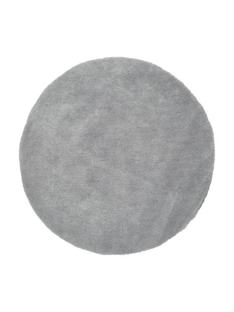 Tappeto rotondo a pelo lungo grigio Leighton, Microfibra, Grigio, Ø 150 x Alt. 3 cm