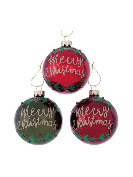 Set palline di Natale fatte a mano Merry 12 pz, Rosso, verde, Ø 8 cm