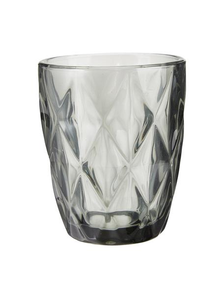 Bicchiere acqua con motivo in rilievo Colorado 4 pz, Vetro, Grigio trasparente, Ø 8 x Alt. 10 cm, 260 ml