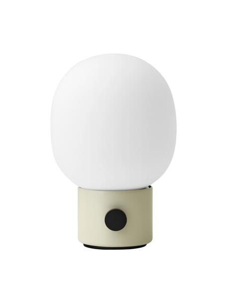Dimbare tafellamp JWDA met USB-aansluiting, Lampenkap: glas, Lampvoet: gecoat metaal, Wit, beige, Ø 15 x H 22 cm