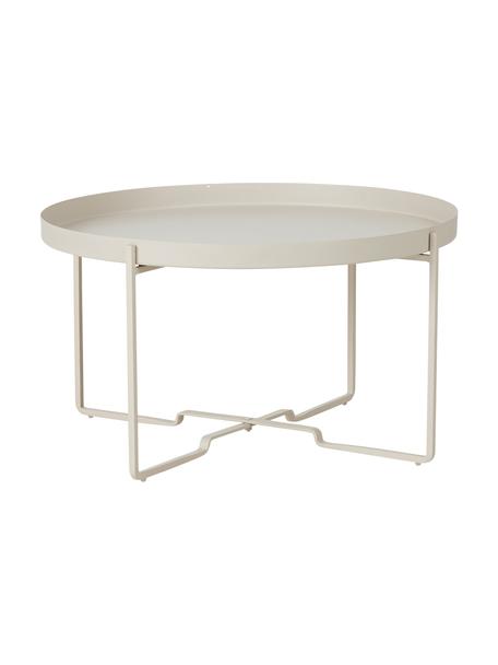 Tavolino con vassoio rotondo George, Metallo rivestito, Bianco crema, Ø 60 cm