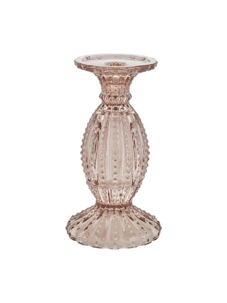 Świecznik szklany Silva, Szklanka, Blady różowy, transparentny, Ø 11 x W 19 cm