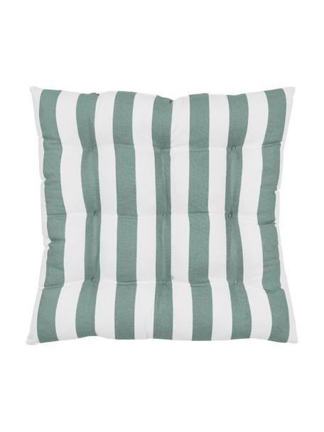 Cuscino sedia a righe color verde salvia/bianco Timon, Rivestimento: 100% cotone, Verde salvia, bianco, Larg. 40 x Lung. 40 cm