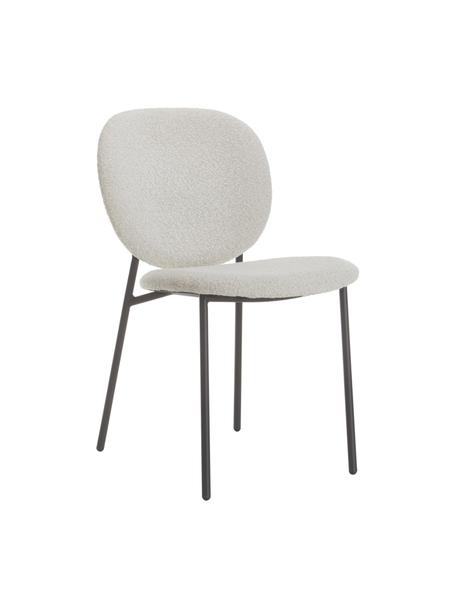 Bouclé gestoffeerde stoelen Ulrica, 2 stuks, Bekleding: 100% polyester, Poten: gepoedercoat metaal, Crèmewit, B 47 x D 61 cm