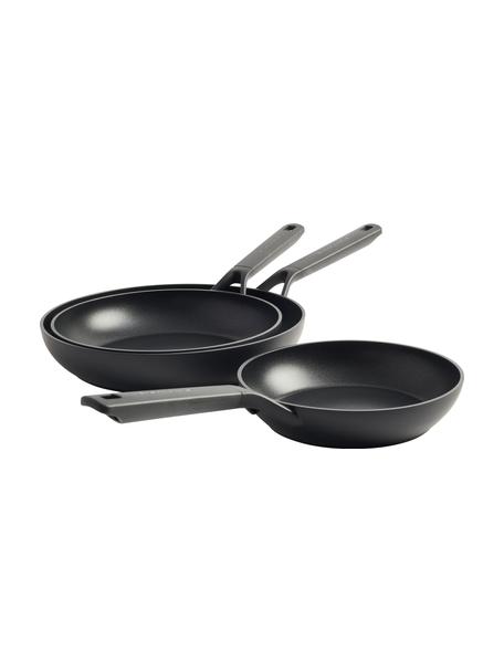 Komplet patelni z powłoką zapobiegającą przywieraniu KitchenAid, 3 elem., Metal, Czarny, Komplet z różnymi rozmiarami