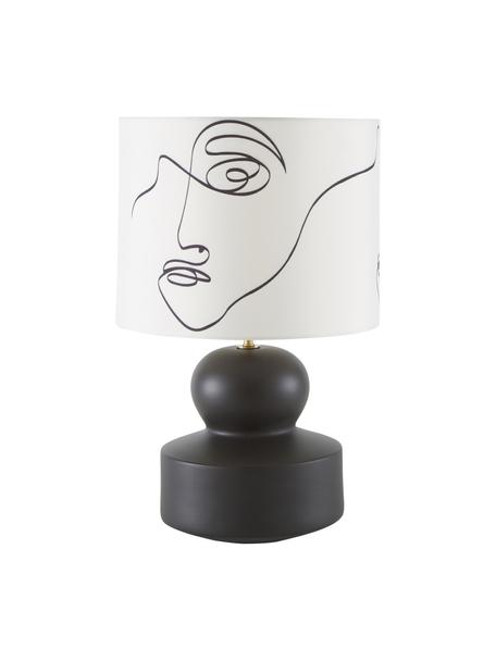 Grande lampe à poser design en céramique Georgina, Blanc crème, noir
