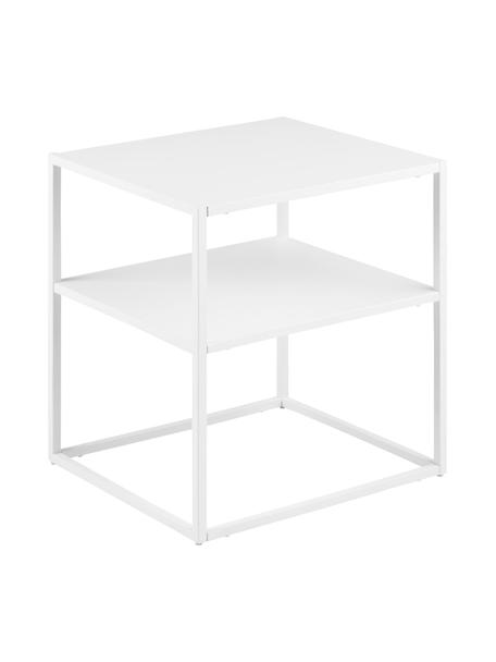 Tavolino in metallo bianco con ripiano Neptun, Metallo verniciato a polvere, Bianco, Larg. 45 x Prof. 40 cm