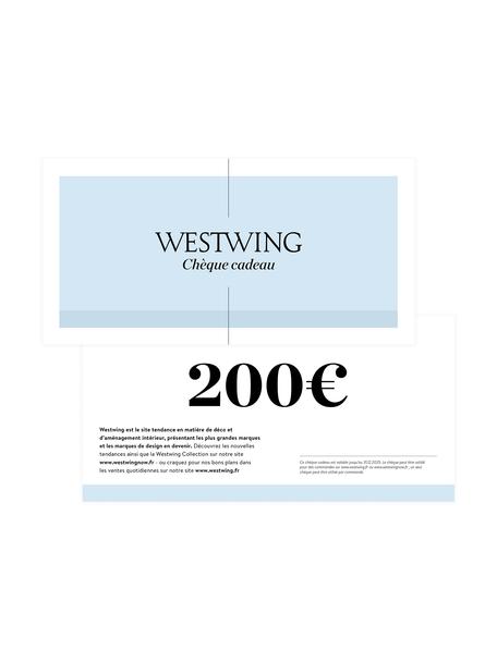 Chèque cadeau, Chèque cadeau sur papier élégant, enveloppe de haute qualité, Blanc, bleu, 200