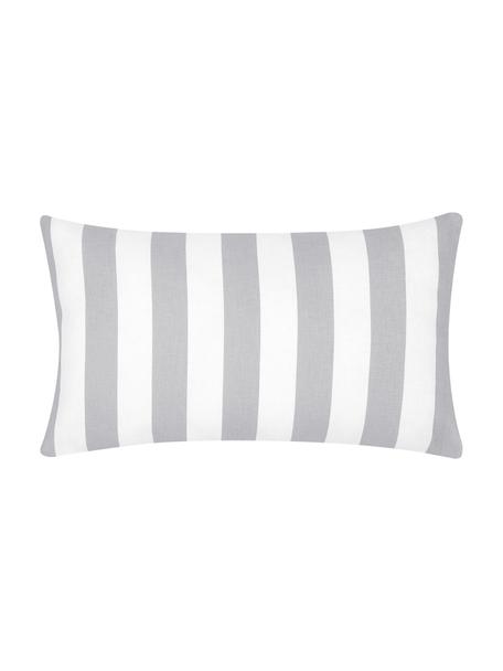 Gestreifte Kissenhülle Timon in Grau/Weiß, 100% Baumwolle, Hellgrau, Weiß, B 30 x L 50 cm