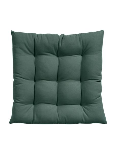 Cuscino sedia in cotone Ava, Rivestimento: 100% cotone, Verde scuro, Larg. 40 x Lung. 40 cm