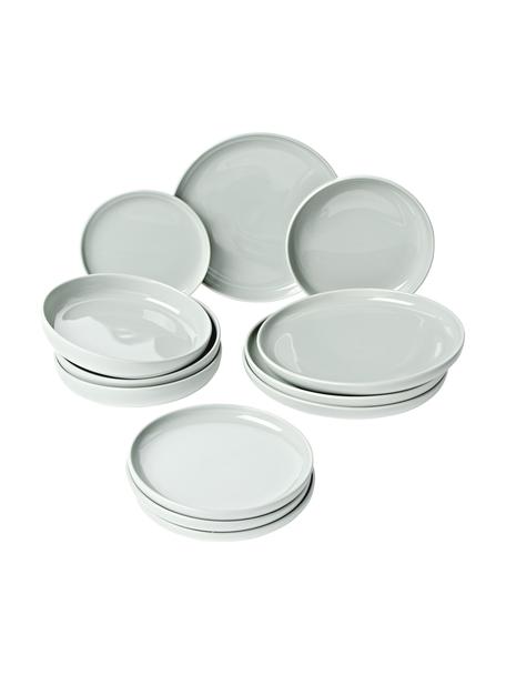 Sada porcelánového nádobí Nessa, pro 4 osoby (12 dílů), Vysoce kvalitní porcelán, Světle šedá, Pro 4 osoby (12 dílů)