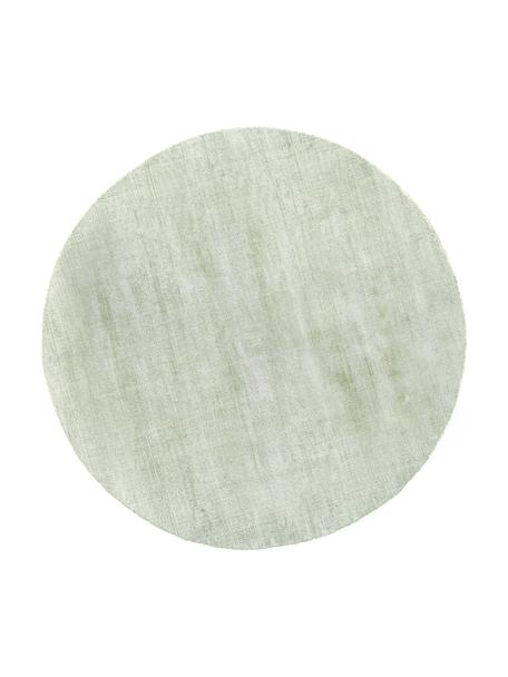 Tappeto rotondo in viscosa verde lime tessuto a mano Jane, Retro: 100% cotone, Verde lime, Ø 150 cm (taglia M)