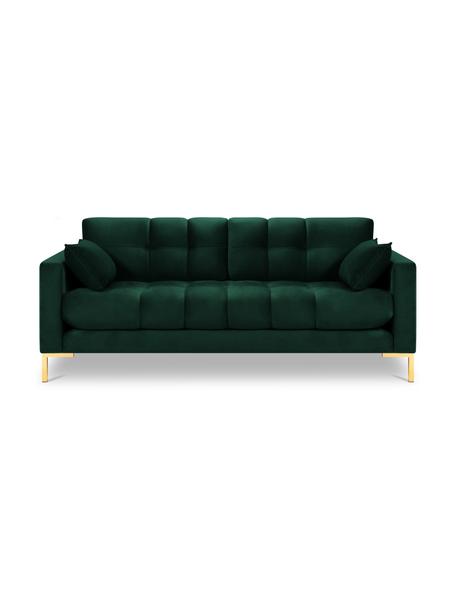 Sofá de terciopelo Mamaia (2 plazas), Tapizado: 100% terciopelo de poliés, Estructura: madera de pino maciza, ag, Patas: metal revestido, Terciopelo verde botella, An 152 x F 92 cm
