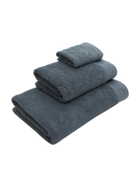 Komplet ręczników z bawełny organicznej Premium, 3 elem., Niebieski, Komplet z różnymi rozmiarami