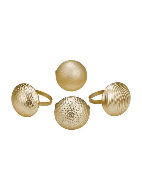 Zlaté kroužky na ubrousky Matt, 4 ks, Potažený kov, Mosazná, Ø 5 cm, V 4 cm