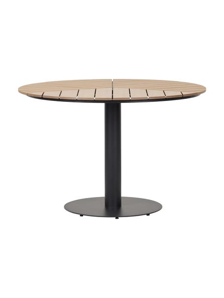 Tavolo da giardino Troy, Piano d'appoggio: plastica, Marrone chiaro, nero, Ø 110 x Alt. 74 cm