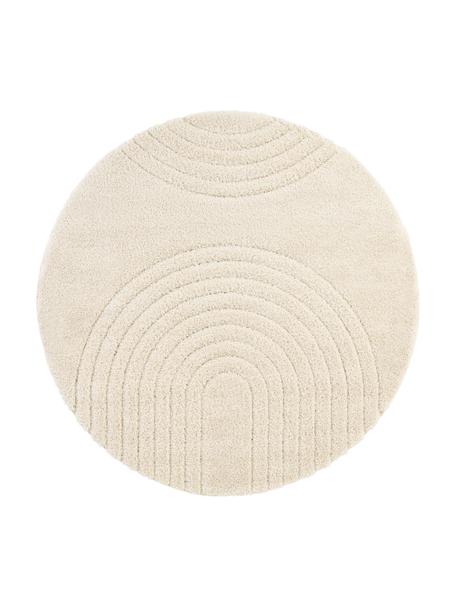 Runder Hochflor-Teppich Norwalk in Cremeweiß mit geometrischem Muster, 100% Polypropylen, Cremeweiß, Ø 160 (Größe L)