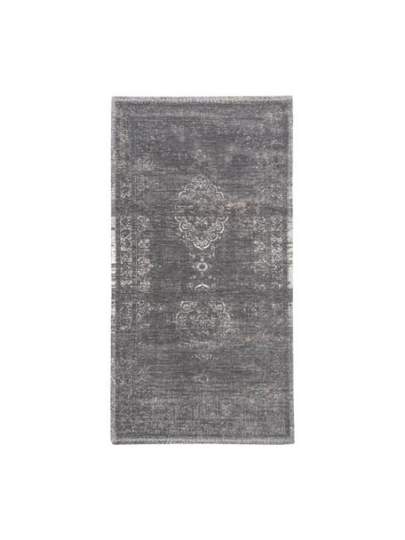 Chenilleteppich Medaillon, Chenillegarn (100% Baumwolle), Dunkelgrau, B 80 x L 150 cm (Größe XS)