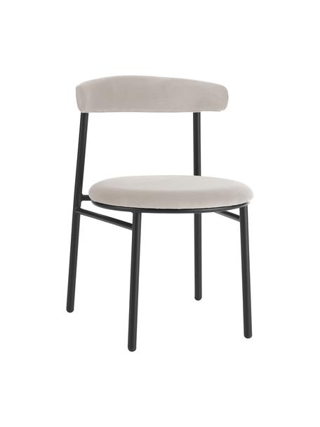 Fluwelen stoelen Doggi, 2 stuks, Bekleding: 100% polyester De slijtva, Frame: gecoat metaal, Fluweel crèmekleurig, B 47 x D 50 cm